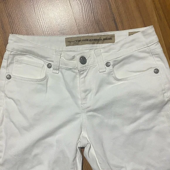 Nine West Vintage America Jeans Mid Rise Straight Leg Pants White Twill Size 4 - Picture 5 of 10